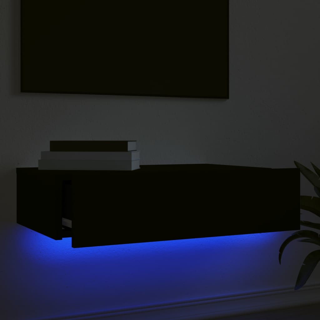 Móvel de TV com luzes LED 60x35x15,5 cm preto