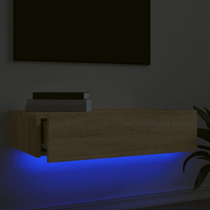 Móvel de TV com luzes LED 60x35x15,5 cm carvalho sonoma