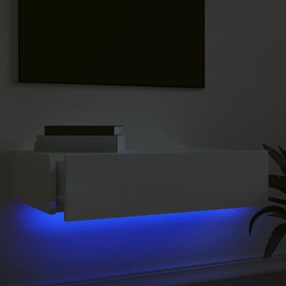 Móvel de TV com luzes LED 60x35x15,5 cm branco brilhante