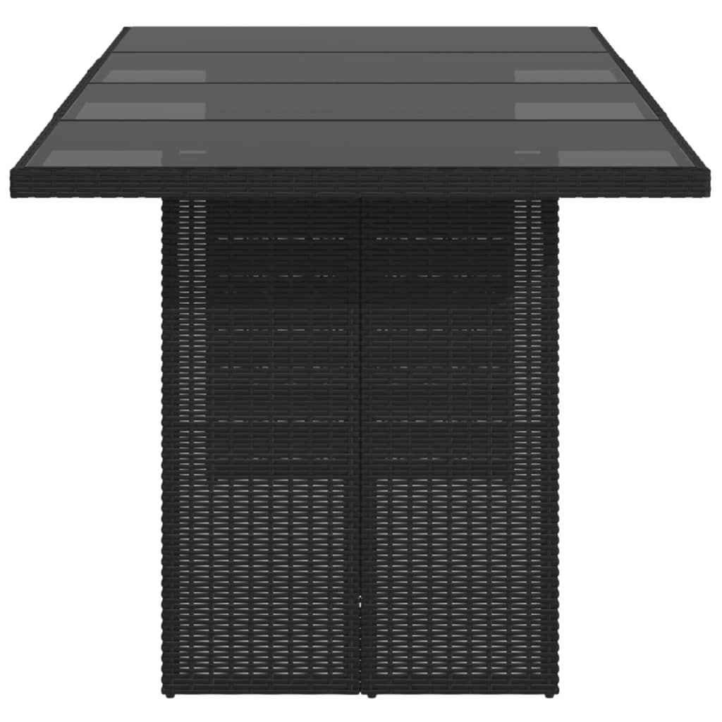 Mesa de jardim com tampo de vidro 190x80x74 cm vime PE preto