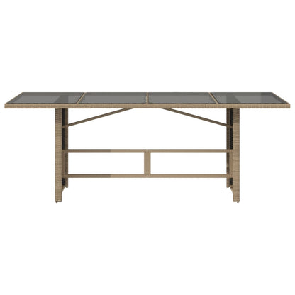 Mesa de jardim com tampo de vidro 190x80x74 cm vime PE bege