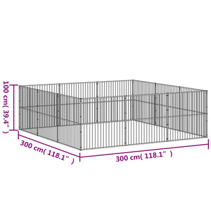 Parque para cães com 12 painéis aço galvanizado preto