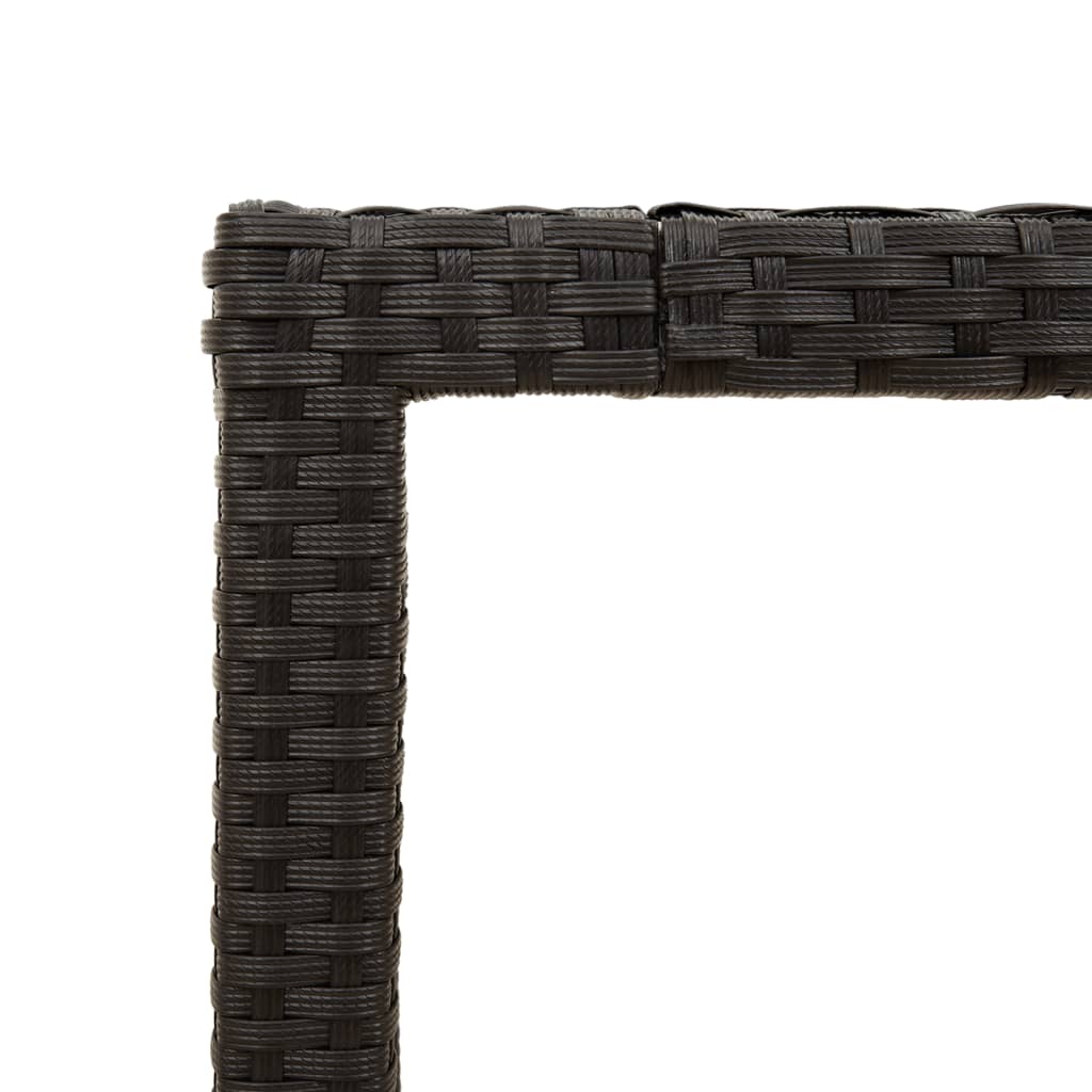 Mesa de jardim com tampo de madeira de acácia vime PE preto