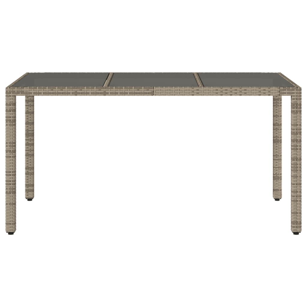 Mesa de jardim com tampo de vidro 150x90x75 cm vime PE cinzento