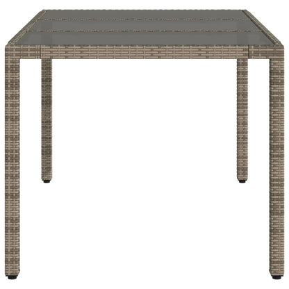 Mesa de jardim com tampo de vidro 150x90x75 cm vime PE cinzento