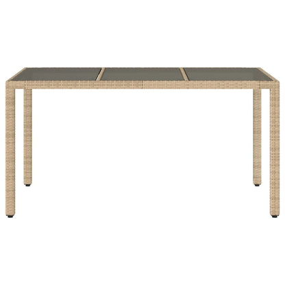 Mesa de jardim com tampo de vidro 150x90x75 cm vime PE bege