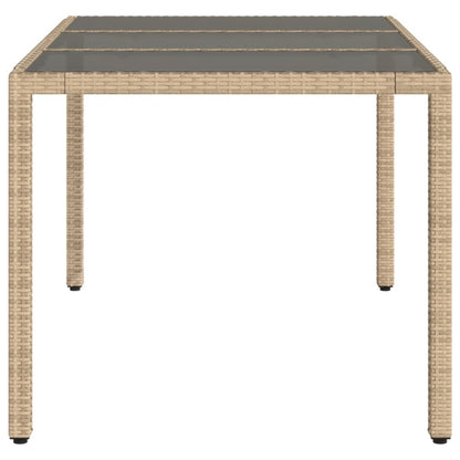 Mesa de jardim com tampo de vidro 150x90x75 cm vime PE bege