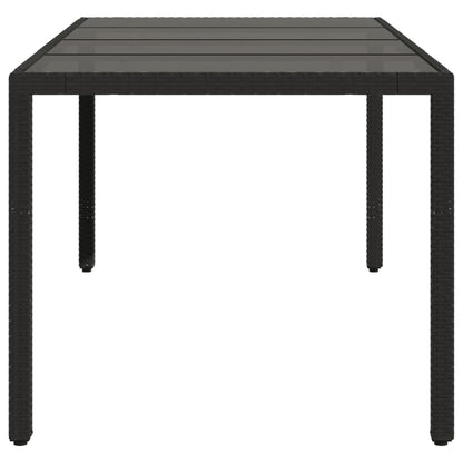 Mesa de jardim com tampo de vidro 190x90x75 cm vime PE preto