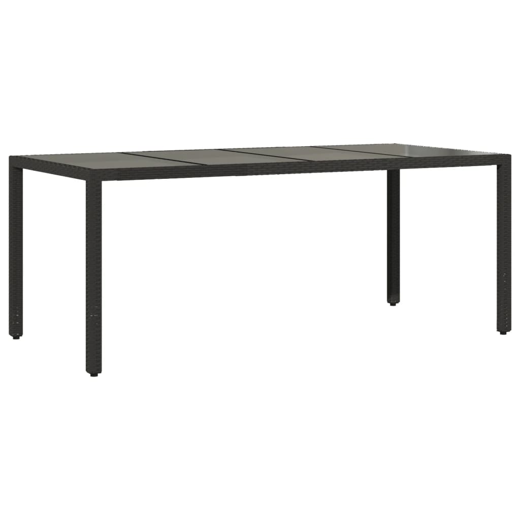 Mesa de jardim com tampo de vidro 190x90x75 cm vime PE preto