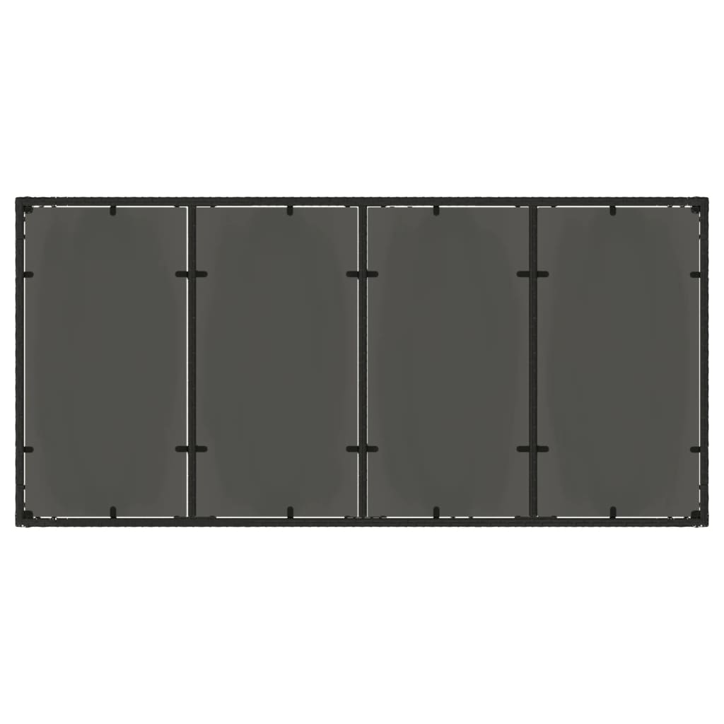 Mesa de jardim com tampo de vidro 190x90x75 cm vime PE preto