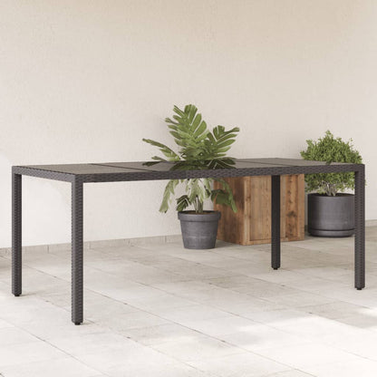 Mesa de jardim com tampo de vidro 190x90x75 cm vime PE preto