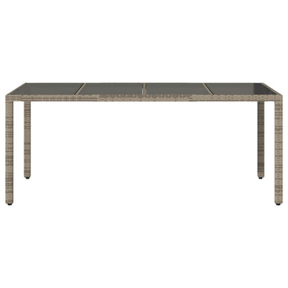 Mesa de jardim com tampo de vidro 190x90x75 cm vime PE cinza