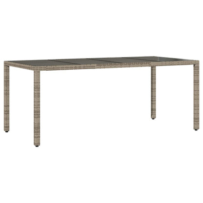 Mesa de jardim com tampo de vidro 190x90x75 cm vime PE cinza