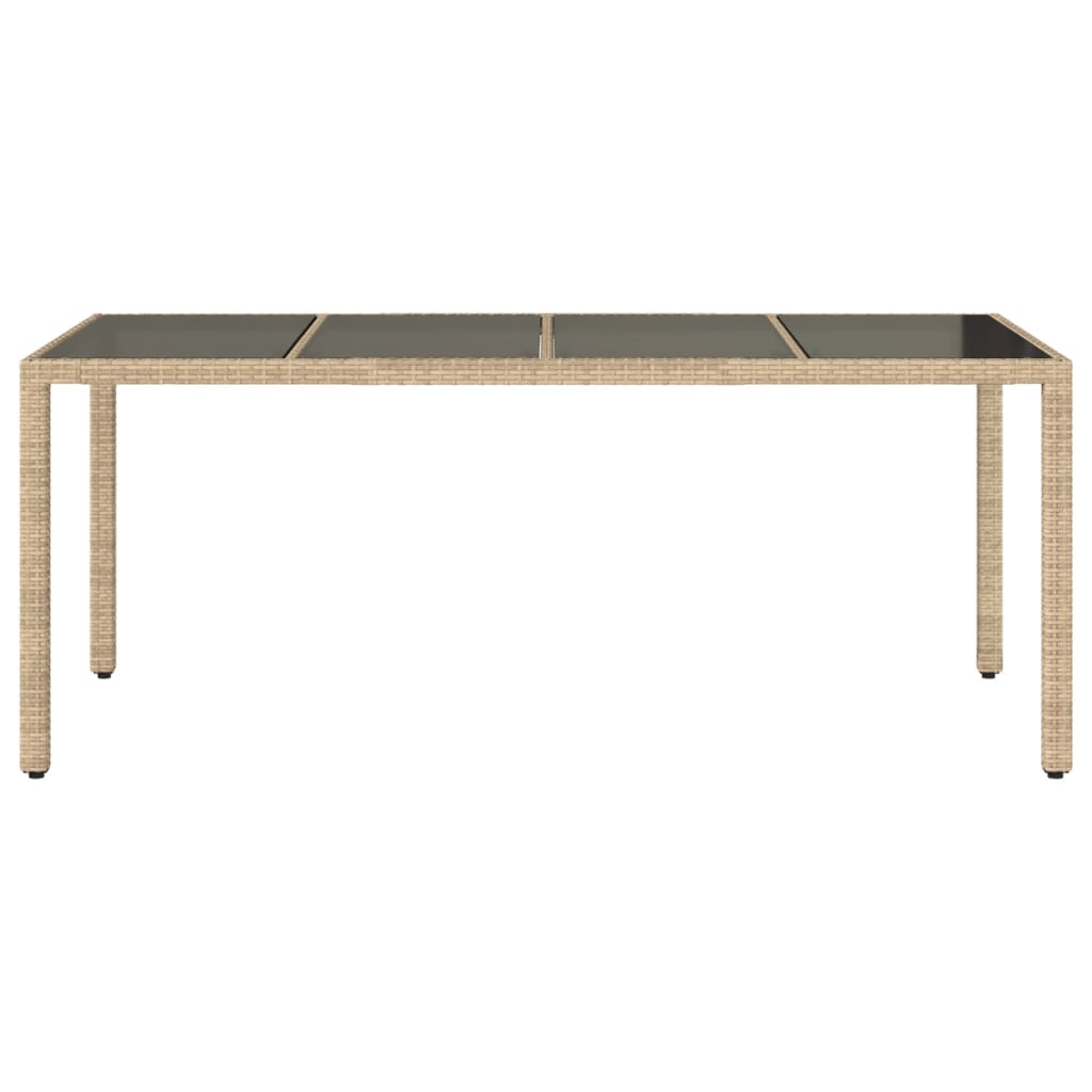 Mesa de jardim com tampo de vidro 190x90x75 cm vime PE bege