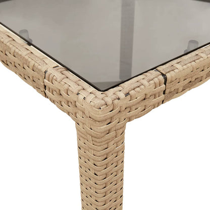 Mesa de jardim com tampo de vidro 190x90x75 cm vime PE bege