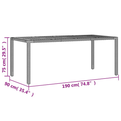 Mesa de jardim com tampo de madeira de acácia vime PE preto