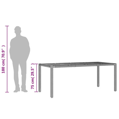 Mesa de jardim com tampo de madeira de acácia vime PE cinza