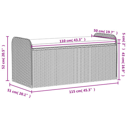 Banco de arrumação com almofadão 115x51x52 cm vime PE preto