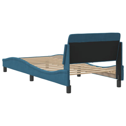 Estrutura de cama com cabeceira 80x200 cm veludo azul