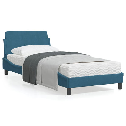 Estrutura de cama com cabeceira 80x200 cm veludo azul