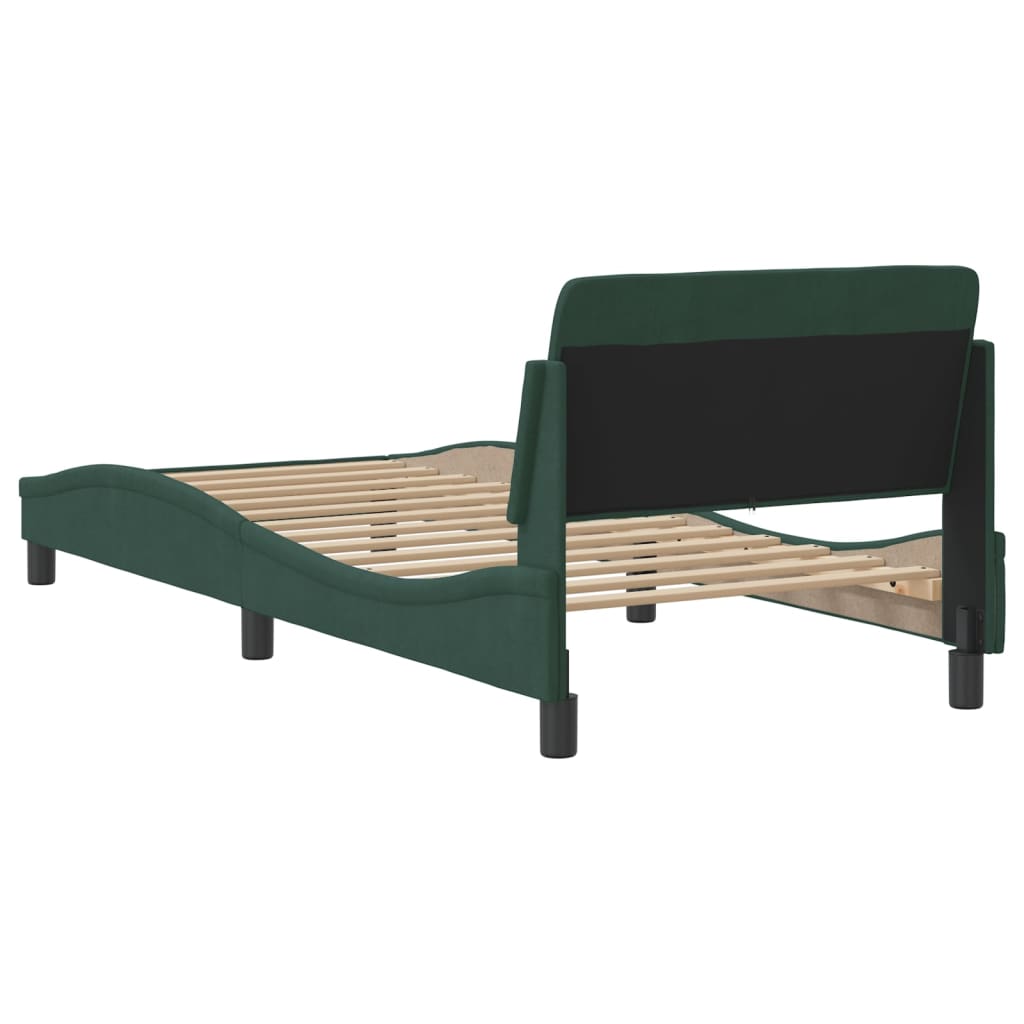 Estrutura de cama c/ cabeceira 90x190 cm veludo verde-escuro