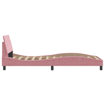 Estrutura de cama c/ cabeceira 90x190 cm veludo rosa