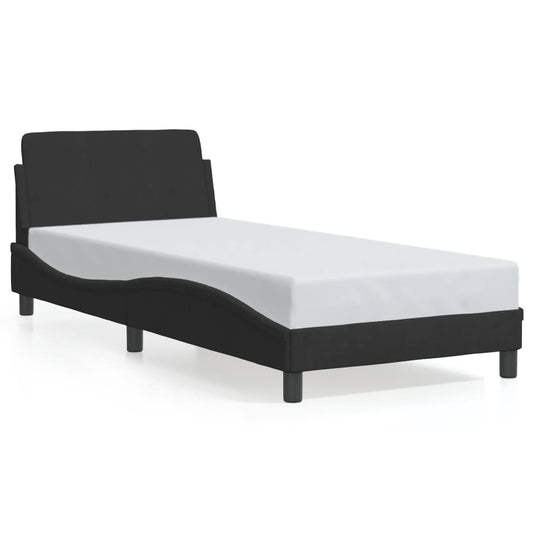 Estrutura de cama c/ cabeceira 90x200 cm veludo preto