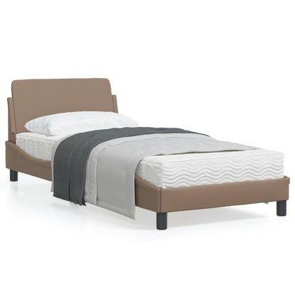 Estrutura cama cabeceira 90x200 cm couro artificial cappuccino