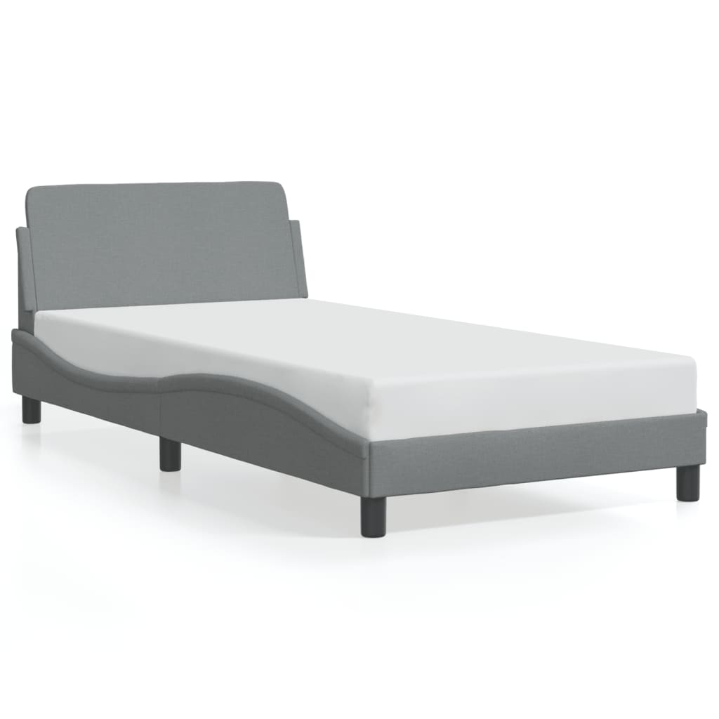 Estrutura de cama c/ cabeceira 100x200 cm tecido cinza-claro