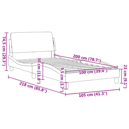 Estrutura de cama c/ cabeceira 100x200 cm veludo cinzento-claro