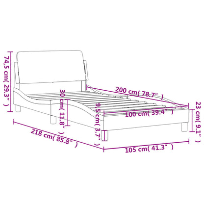 Estrutura de cama c/ cabeceira 100x200 cm veludo preto