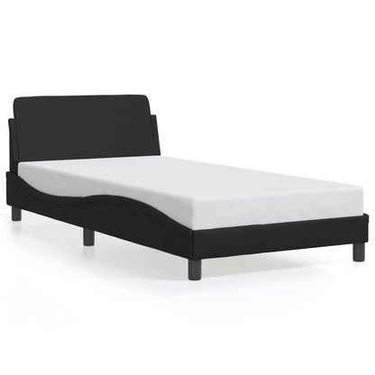 Estrutura cama c/ cabeceira 100x200 cm couro artificial preto