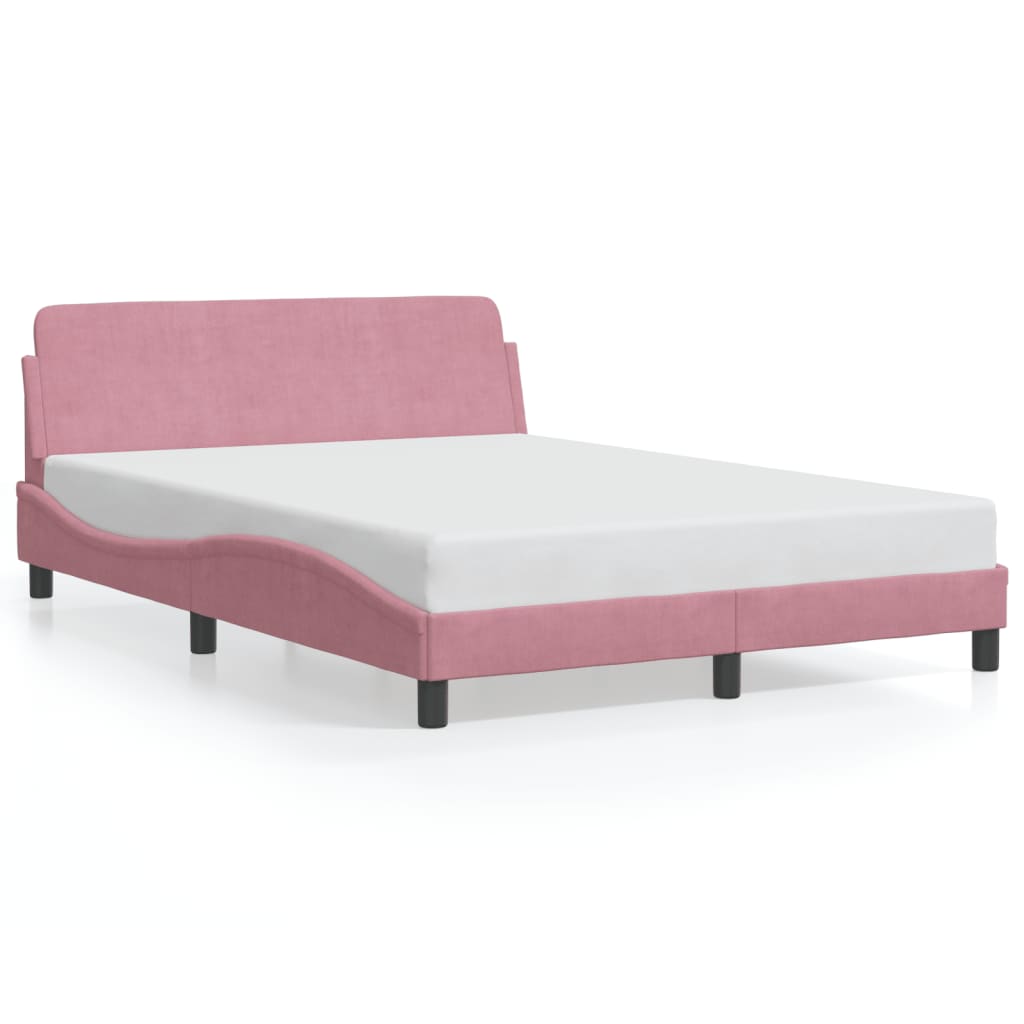 Estrutura de cama c/ cabeceira 120x200 cm veludo rosa