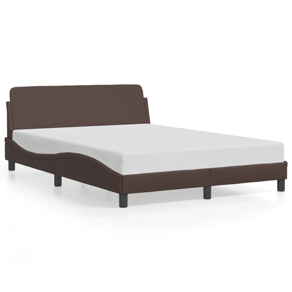 Estrutura cama c/ cabeceira 120x200cm couro artificial castanho