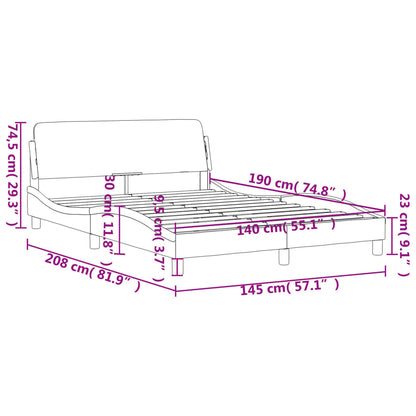 Estrutura de cama c/ cabeceira 140x190 cm tecido cinza-claro