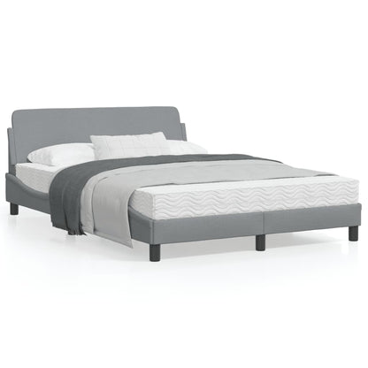 Estrutura de cama c/ cabeceira 140x190 cm tecido cinza-claro