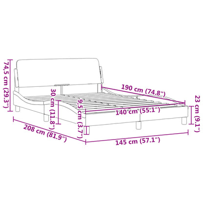 Estrutura de cama c/ cabeceira 140x190 cm tecido preto