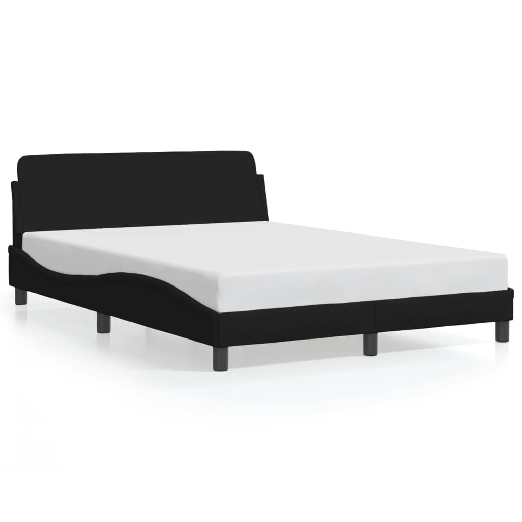 Estrutura de cama c/ cabeceira 140x190 cm tecido preto