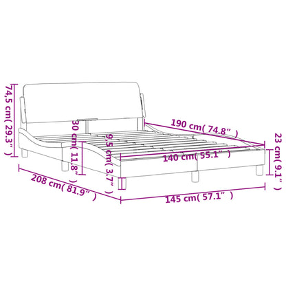 Estrutura de cama c/ cabeceira 140x190cm tecido castanho-escuro