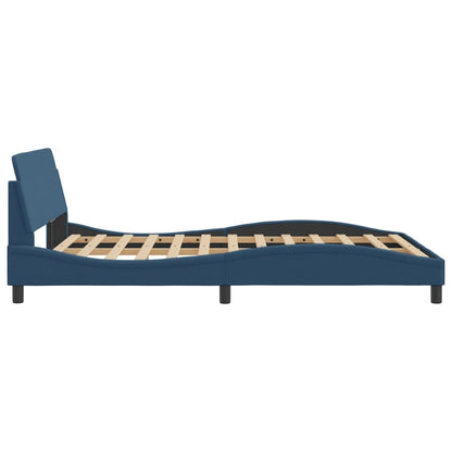 Estrutura de cama c/ cabeceira 140x190 cm tecido azul