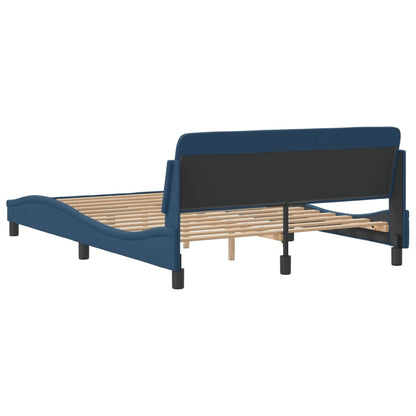 Estrutura de cama c/ cabeceira 140x190 cm tecido azul