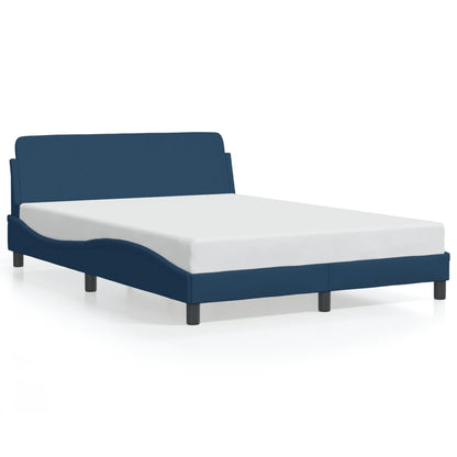 Estrutura de cama c/ cabeceira 140x190 cm tecido azul