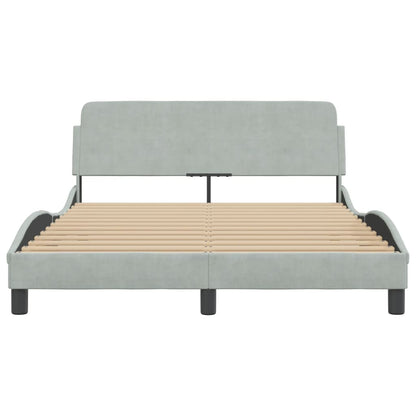 Estrutura de cama c/ cabeceira 140x190 cm veludo cinzento-claro