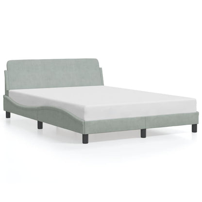 Estrutura de cama c/ cabeceira 140x190 cm veludo cinzento-claro