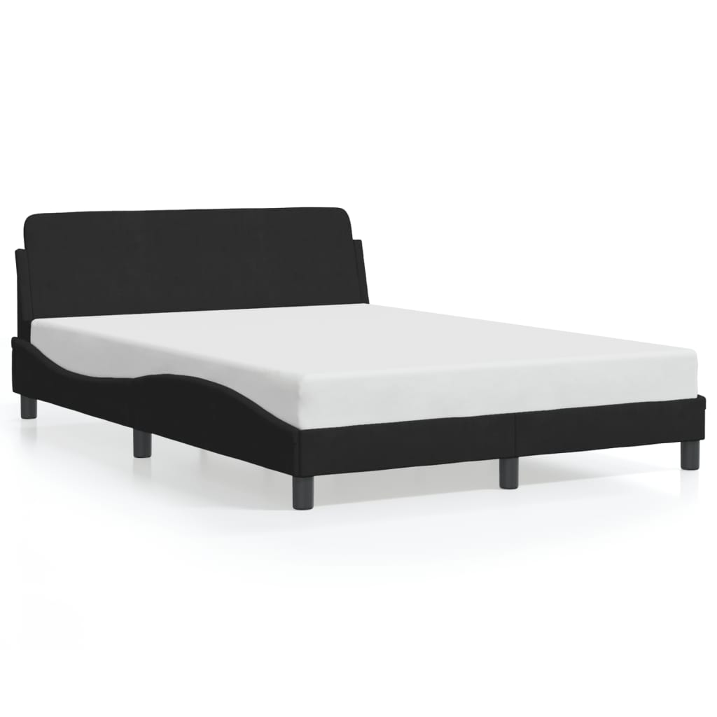 Estrutura de cama c/ cabeceira 140x190 cm veludo preto