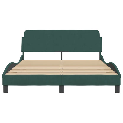 Estrutura de cama c/ cabeceira 140x190 cm veludo verde-escuro