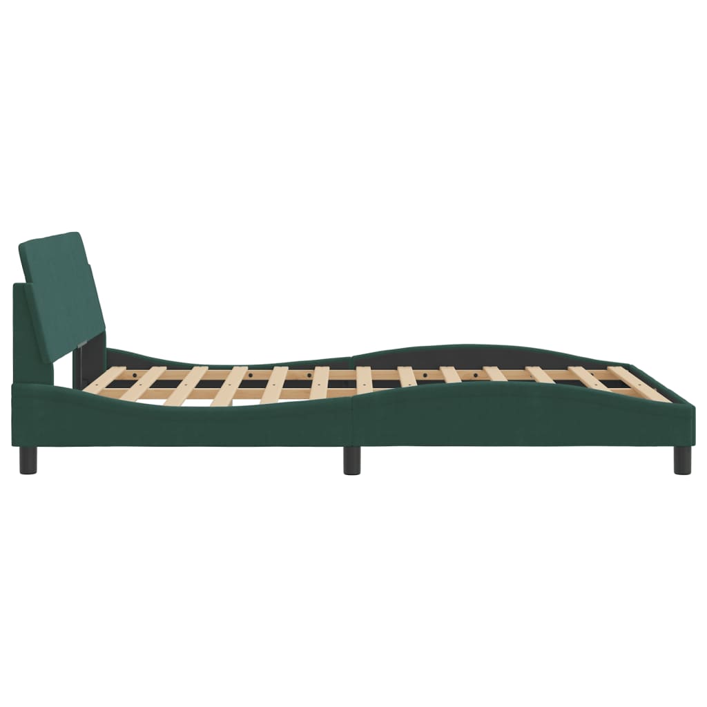 Estrutura de cama c/ cabeceira 140x190 cm veludo verde-escuro