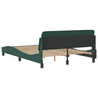 Estrutura de cama c/ cabeceira 140x190 cm veludo verde-escuro