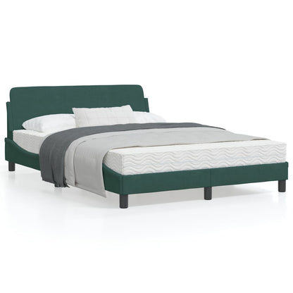 Estrutura de cama c/ cabeceira 140x190 cm veludo verde-escuro