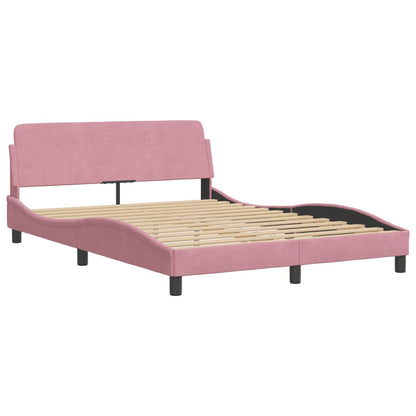 Estrutura cama c/ cabeceira sem colchão 140x190 cm veludo rosa